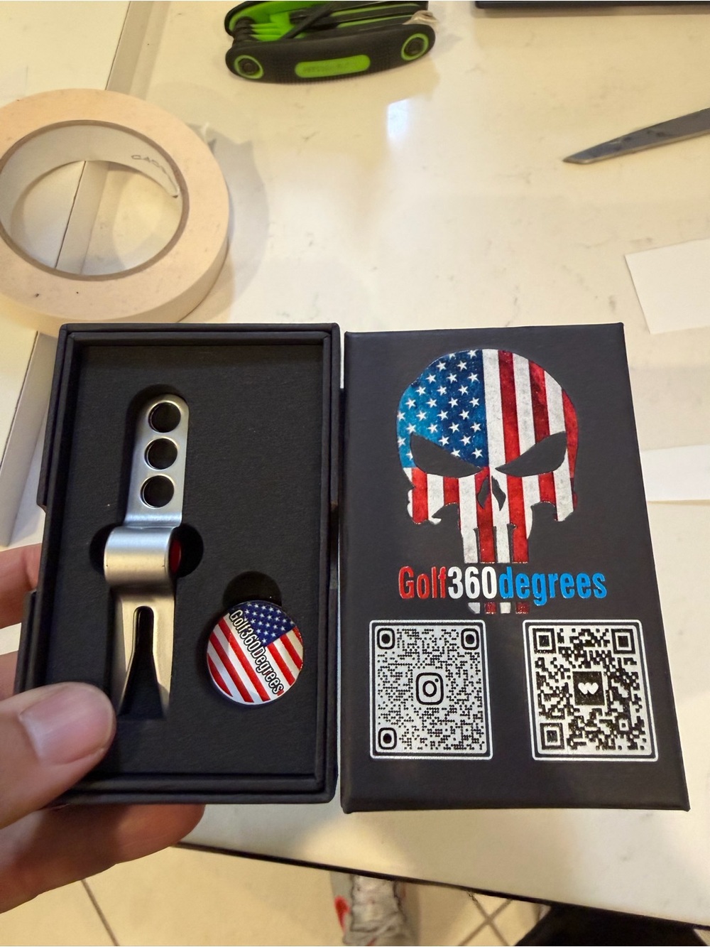Golf360degrees Golf Divot Repair Tool with American Flag Marker